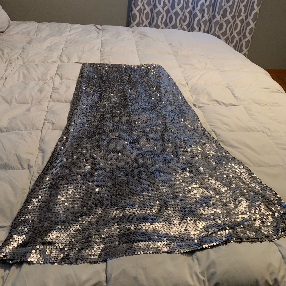 Beautiful silver sequin maxi skirt
